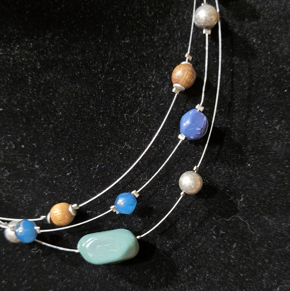 Maurices Blue and Silver Beaded Necklace - Picture 2 of 4
